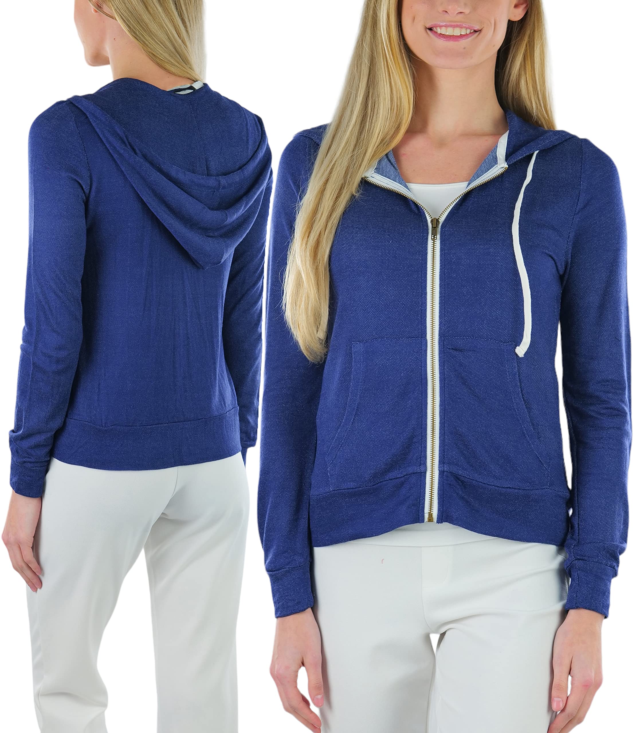 Stylish Junior's Cotton Long Sleeve Zip-Up Hoodie for Girls - Cozy Casual Wear for School & Outdoors