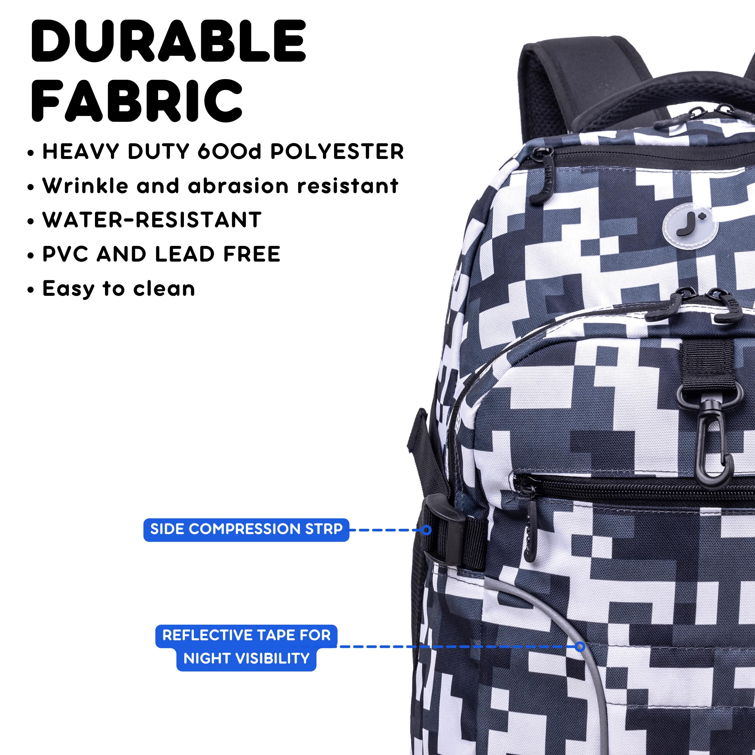 J World New York Atom Multi-Compartment Laptop Backpack - Camouflage Design, 18.5