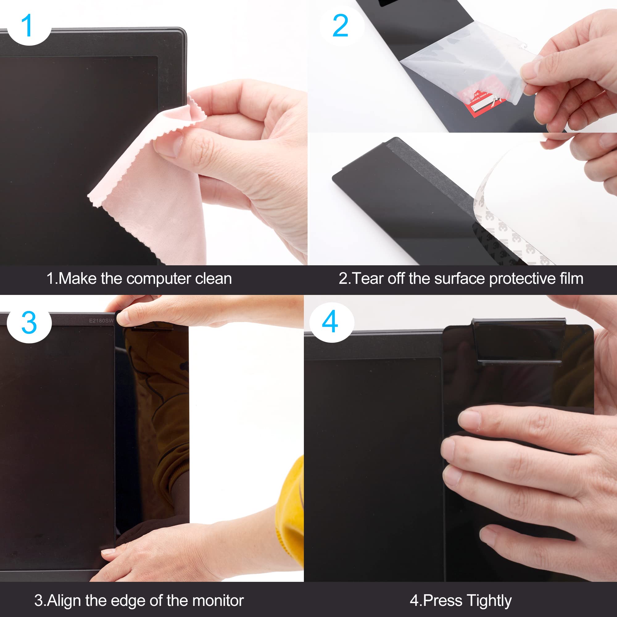 2 Pack Black Monitor Memo Board with Clip - Sticky Note Holder & Phone Stand for Computer Screens (Left & Right) - Perfect for Office, Home Desk & Workspace Organization