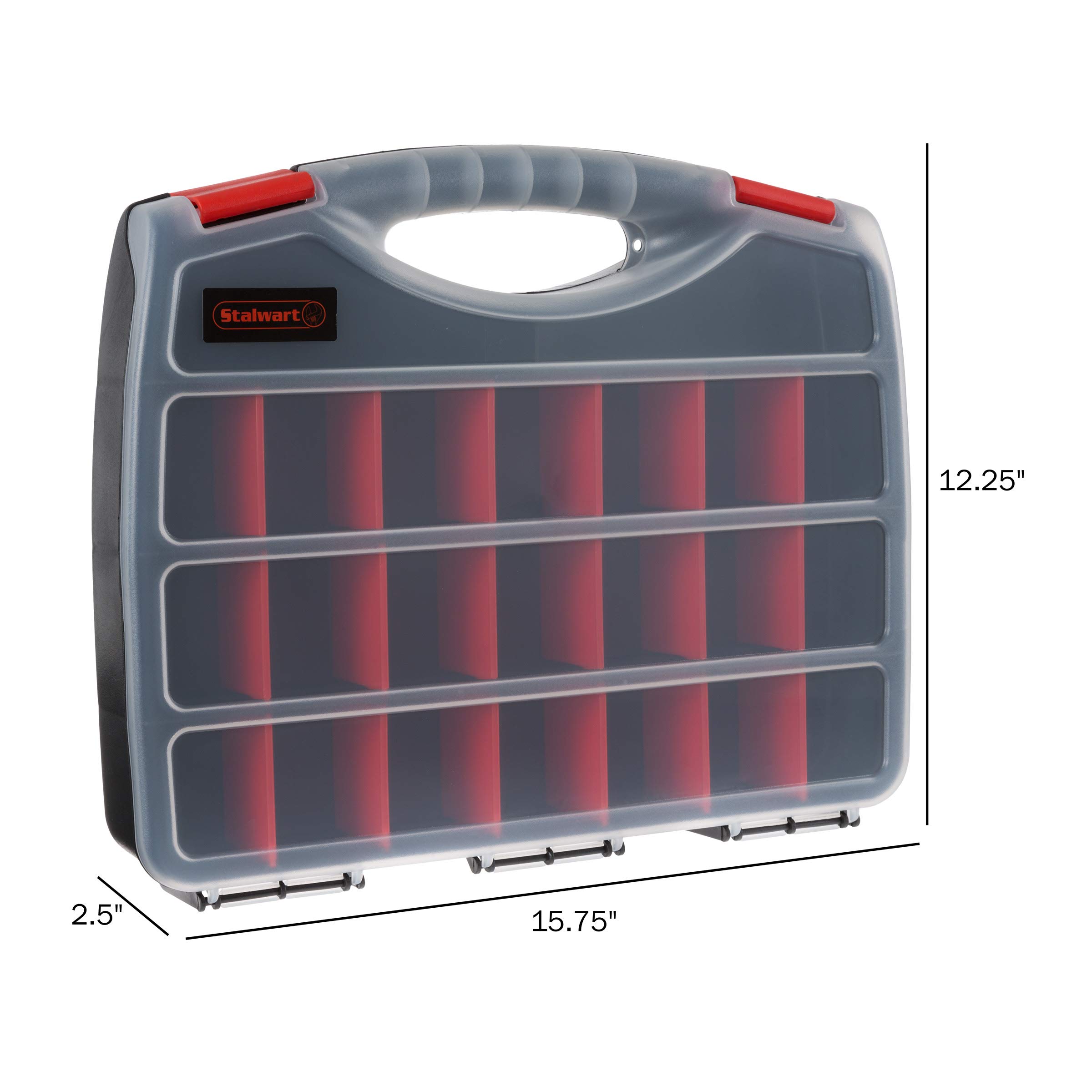 Stalwart 23-Compartment Plastic Hardware Organizer Box with Dividers - Portable Tool Storage for Screws, Nuts, Beads & Jewelry - Secure Latches for DIY, Crafting & Fishing Tackle Organization - Perfect for Home Workshop, Garage & Travel Tool Kits