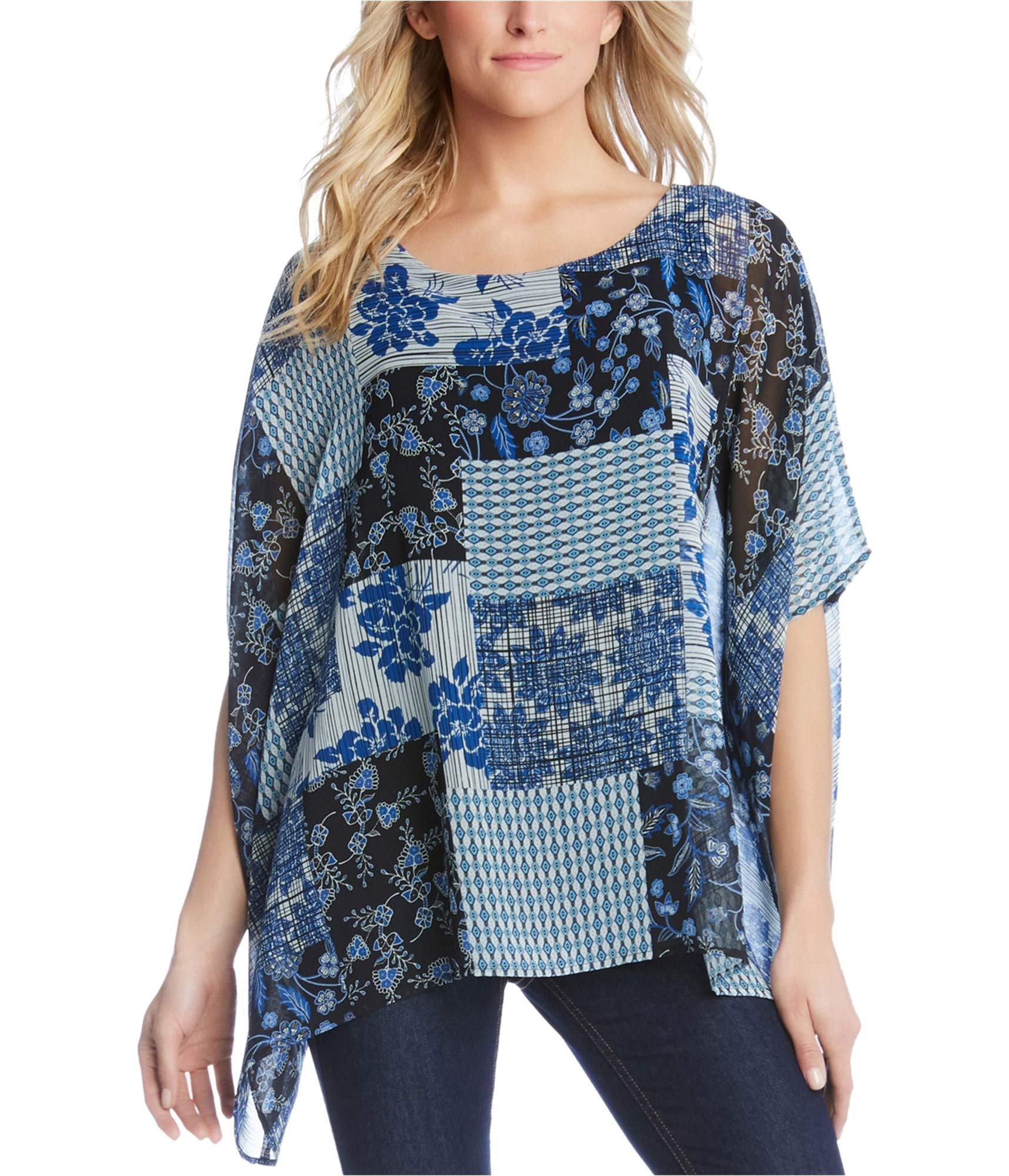 Karen Kane Women's Layered Scarf Top - Stylish Blouse for Casual & Office Wear | Perfect for Spring & Fall Outfits