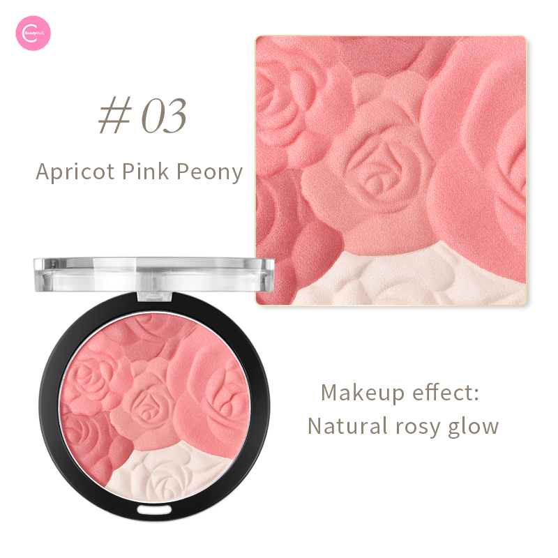 CARMELA 6-Color Embossed Highlighter & Blush Palette - Buildable Pigment for Contouring, Strobing & Cheek Color - Perfect for Everyday Makeup & Special Occasions