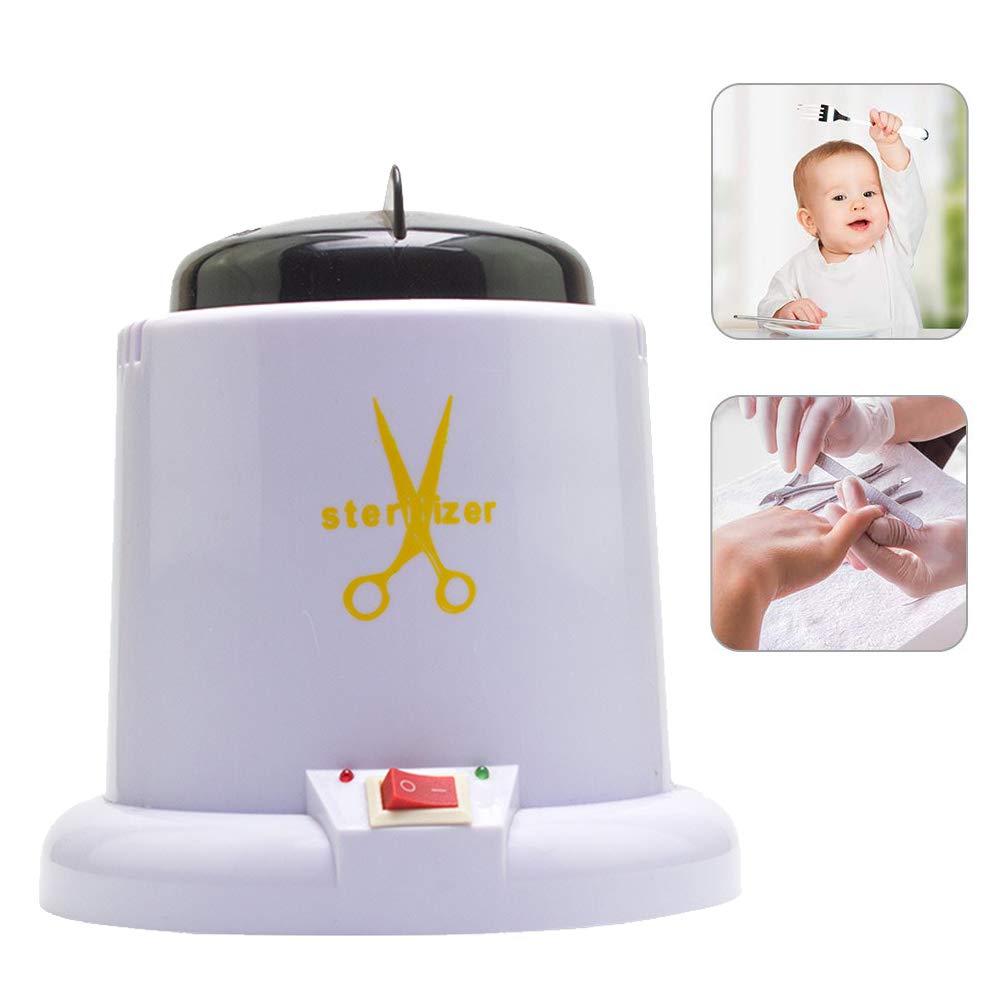 Professional Nail Sterilizer for Beauty Salons - High Temperature Heat Sterilization Cup for Nail Tools & Scissors (110V/220V, White) - Perfect for Sanitizing Manicure & Pedicure Equipment in Nail Salons & Home Use