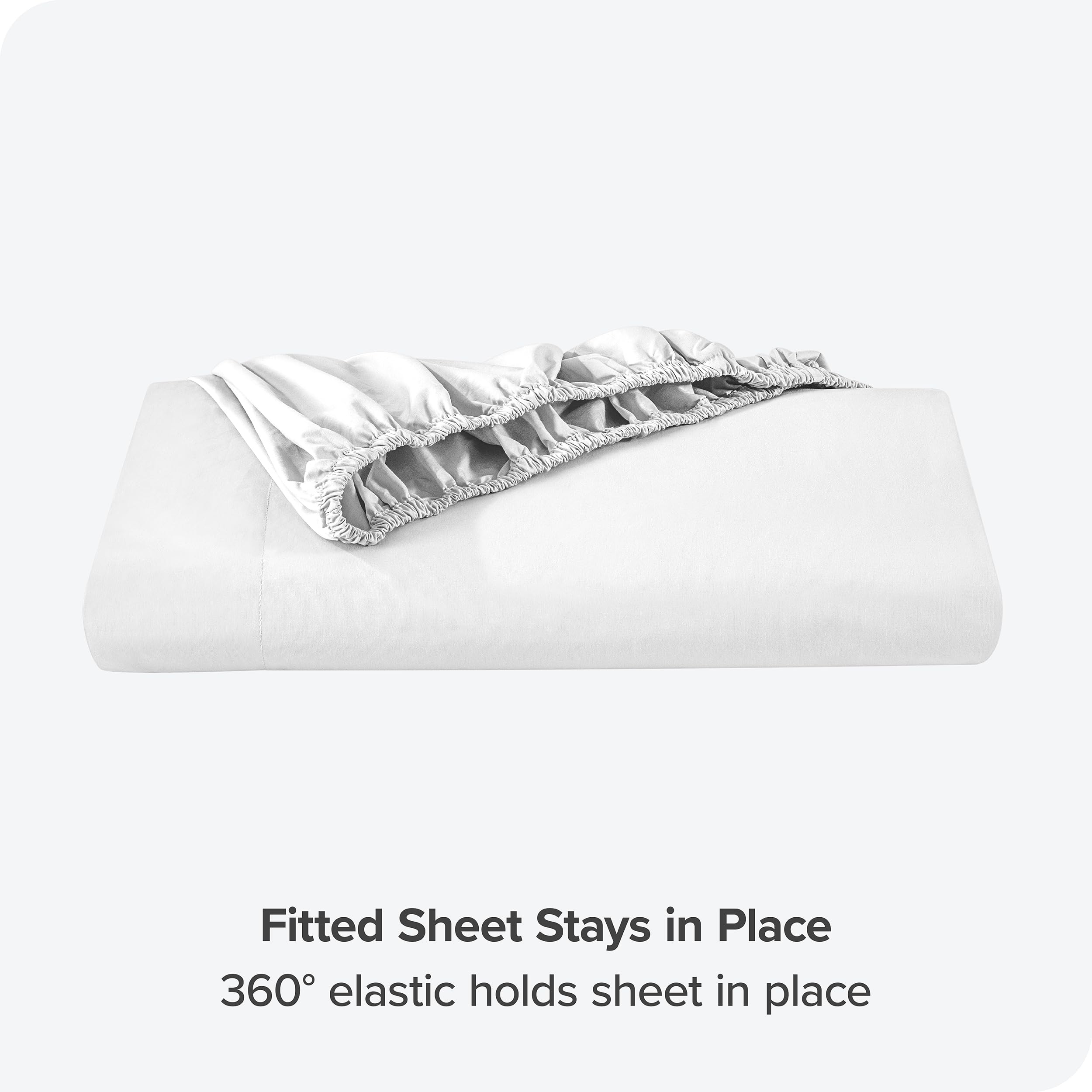 Bare Home 100% Organic Cotton King Size Fitted Sheet - 300 Thread Count Percale Weave - Breathable & Lightweight - Deep Pocket Design (King, White) - Perfect for Luxury Bedrooms, Guest Rooms & Vacation Homes