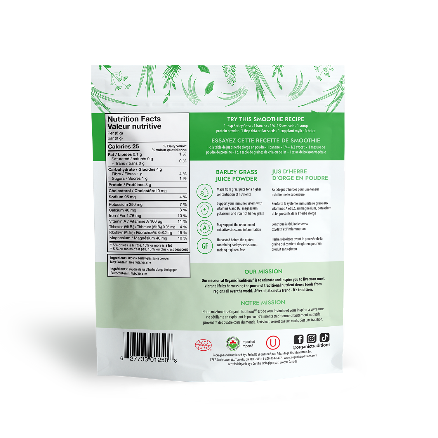 Organic Barley Grass Juice Powder - 100% Pure, Natural Superfood for Detox & Energy Boost - Perfect for Smoothies, Juices & Healthy Drinks