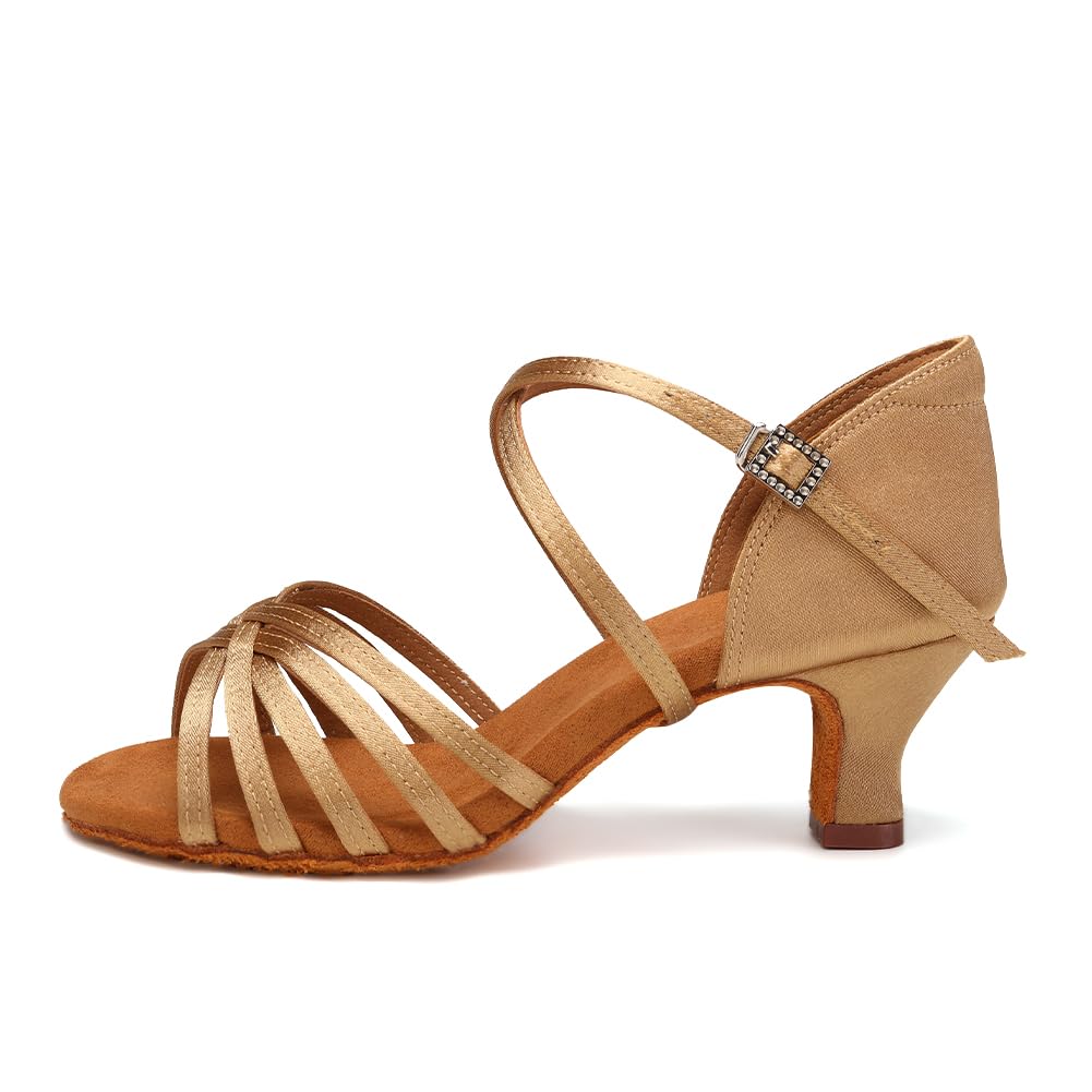 Hipposeus Women's Latin Dance Shoes - Open Toe Ballroom Salsa Practice Shoes with Suede Sole | Perfect for Salsa, Bachata, Tango & Social Dancing