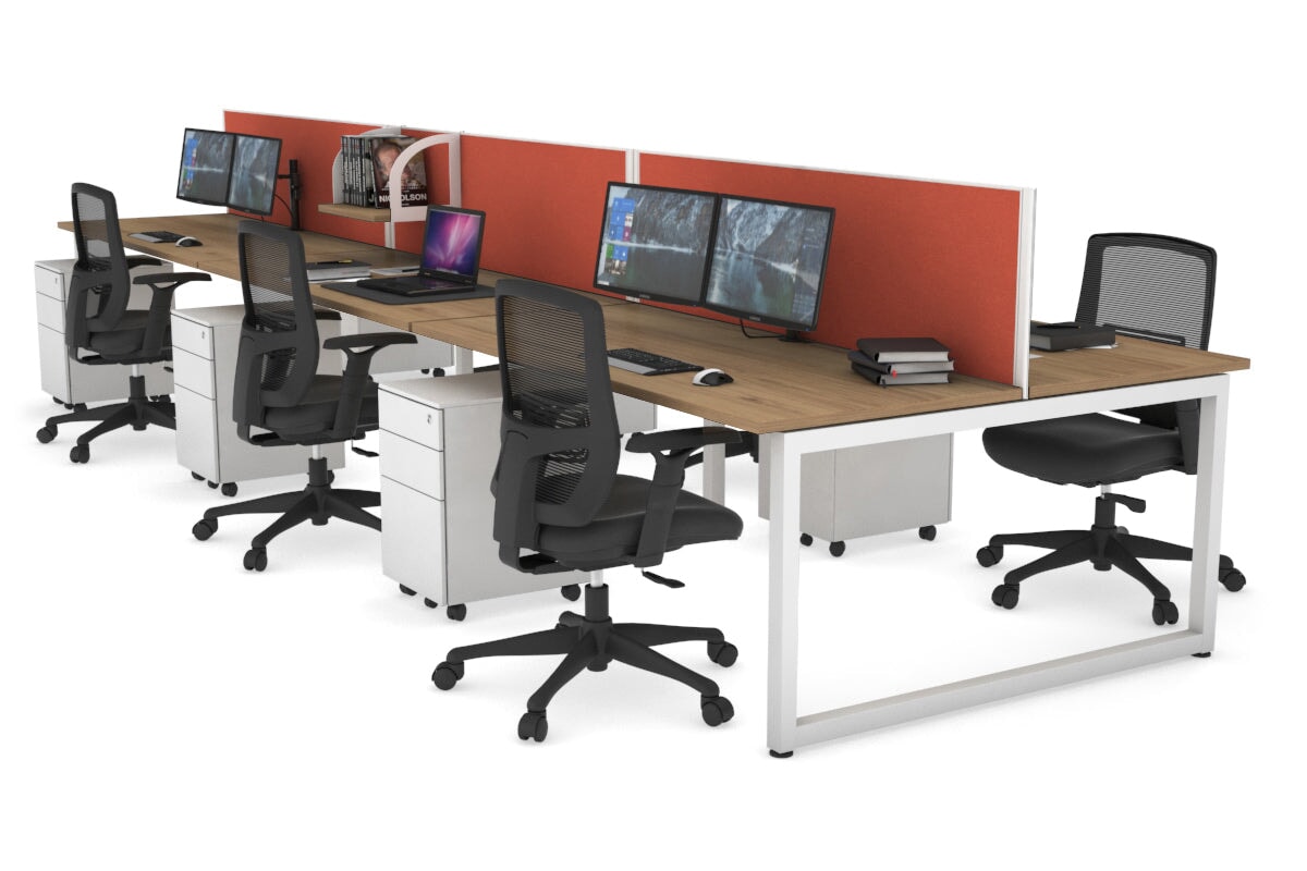 Quadro Loop Legs 6-Person Office Workstation Desk [1800L x 700W] - Modern Collaborative Workspace Solution for Team Projects & Open Office Layouts