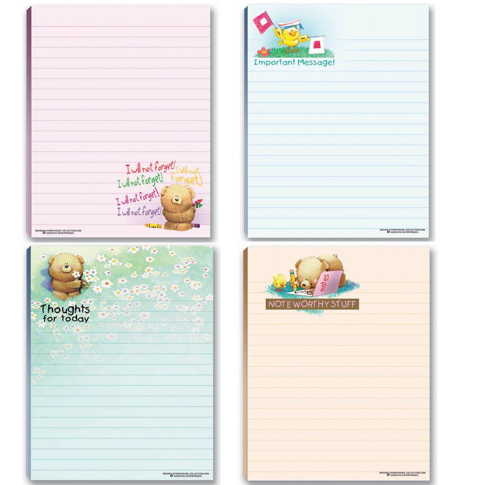 Cute Notepads Set of 4 - Sweet & Feel Good Design - 50 Sheets Each - Perfect for Journaling, Office Notes & Gift Giving - Bulk Notepad Pack for Students, Teachers & Professionals