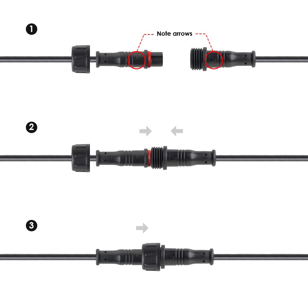 5 Pin Electrical Connector 24AWG IP65 Waterproof Male Female Connector - 7.87in/20cm Extension Cable for LED Strip Lights - Compatible with Cars, Trucks, Boats, Indoor/Outdoor Use - 15mm Nut Small Size (3 Pairs) - Perfect for Automotive Wiring, Marine Lighting & DIY LED Projects