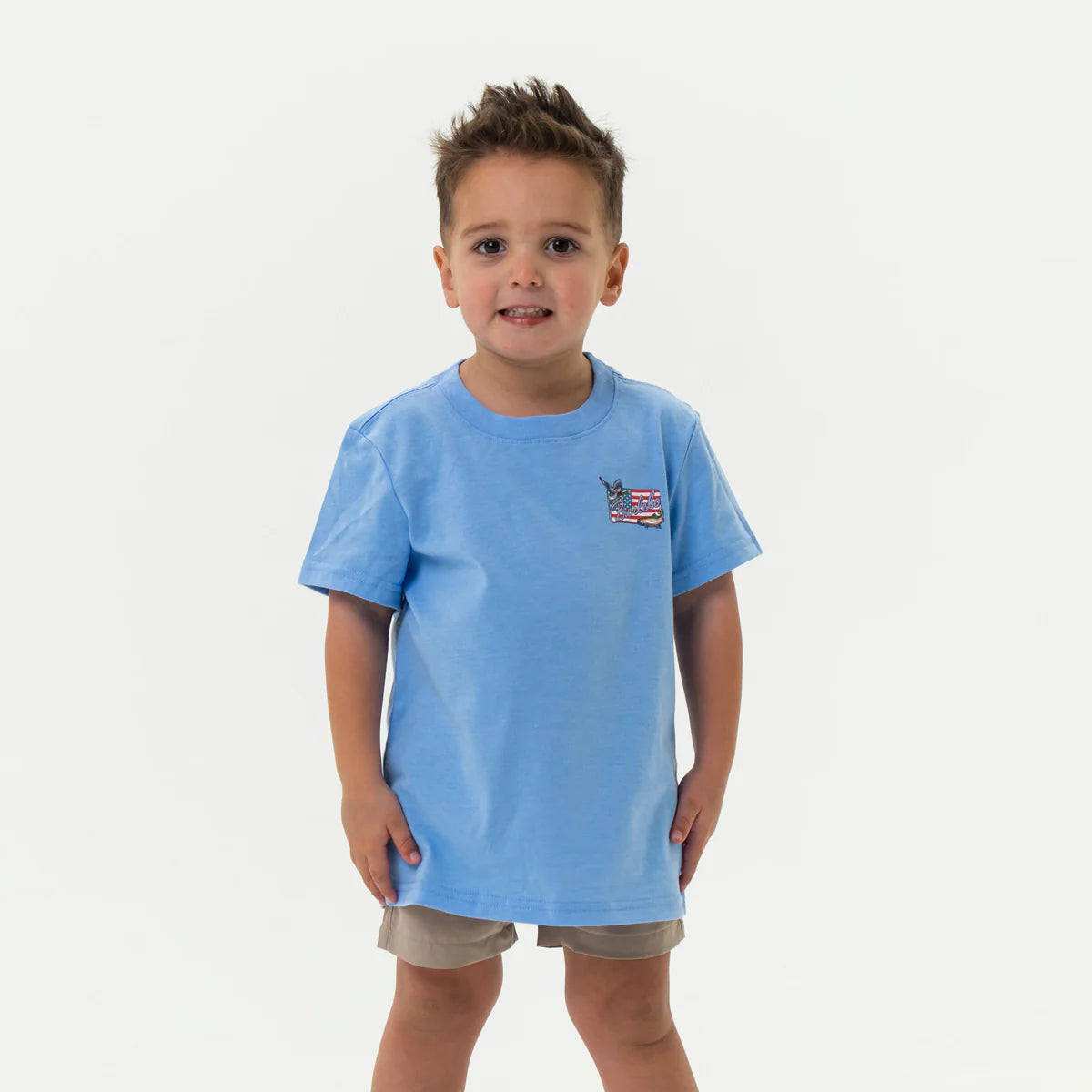 Boys' Burlebo Patch Flag T-Shirt - Trendy Graphic Tee for Kids - Perfect for Casual Wear, School & Outdoor Activities