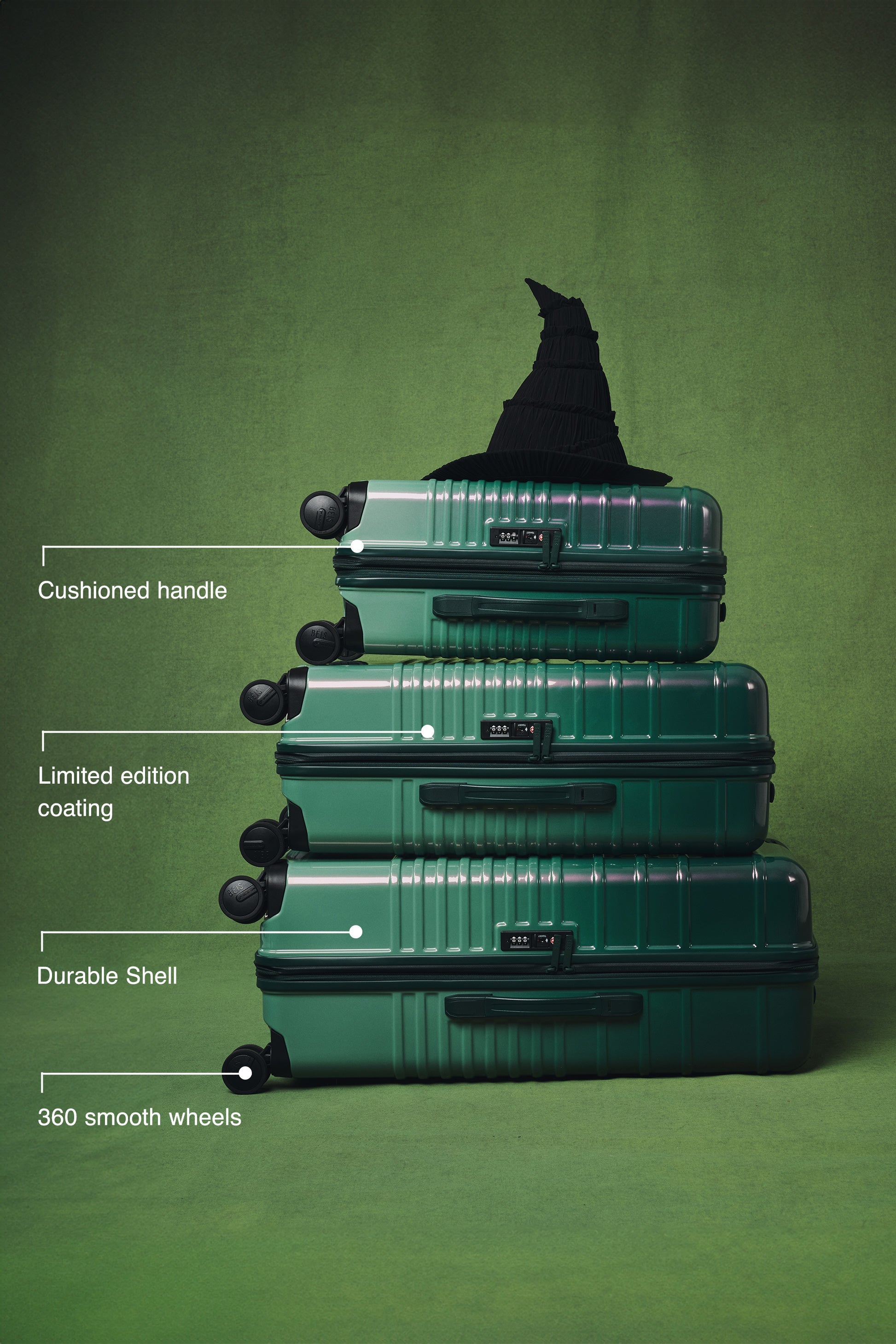 Wicked Green Medium Check-In Roller Luggage - Perfect for Air Travel & Weekend Getaways