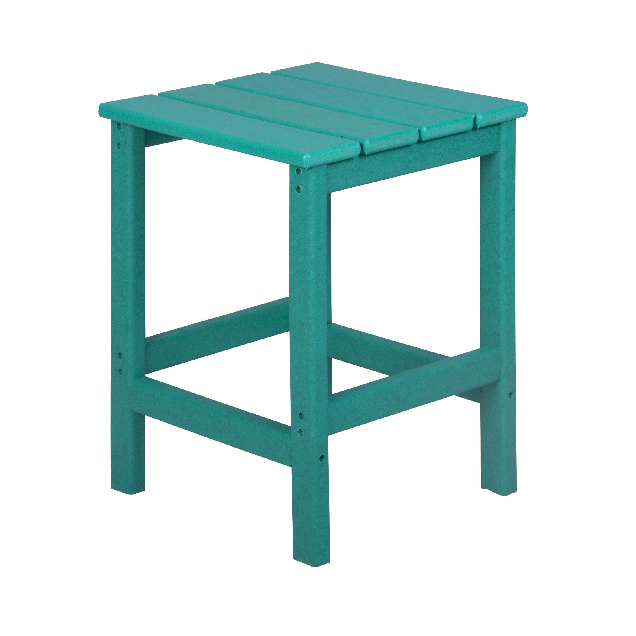 WestinTrends All-Weather Poly Lumber Adirondack Small Patio Square End Table - Turquoise Outdoor Furniture for Deck, Garden & Poolside Relaxation