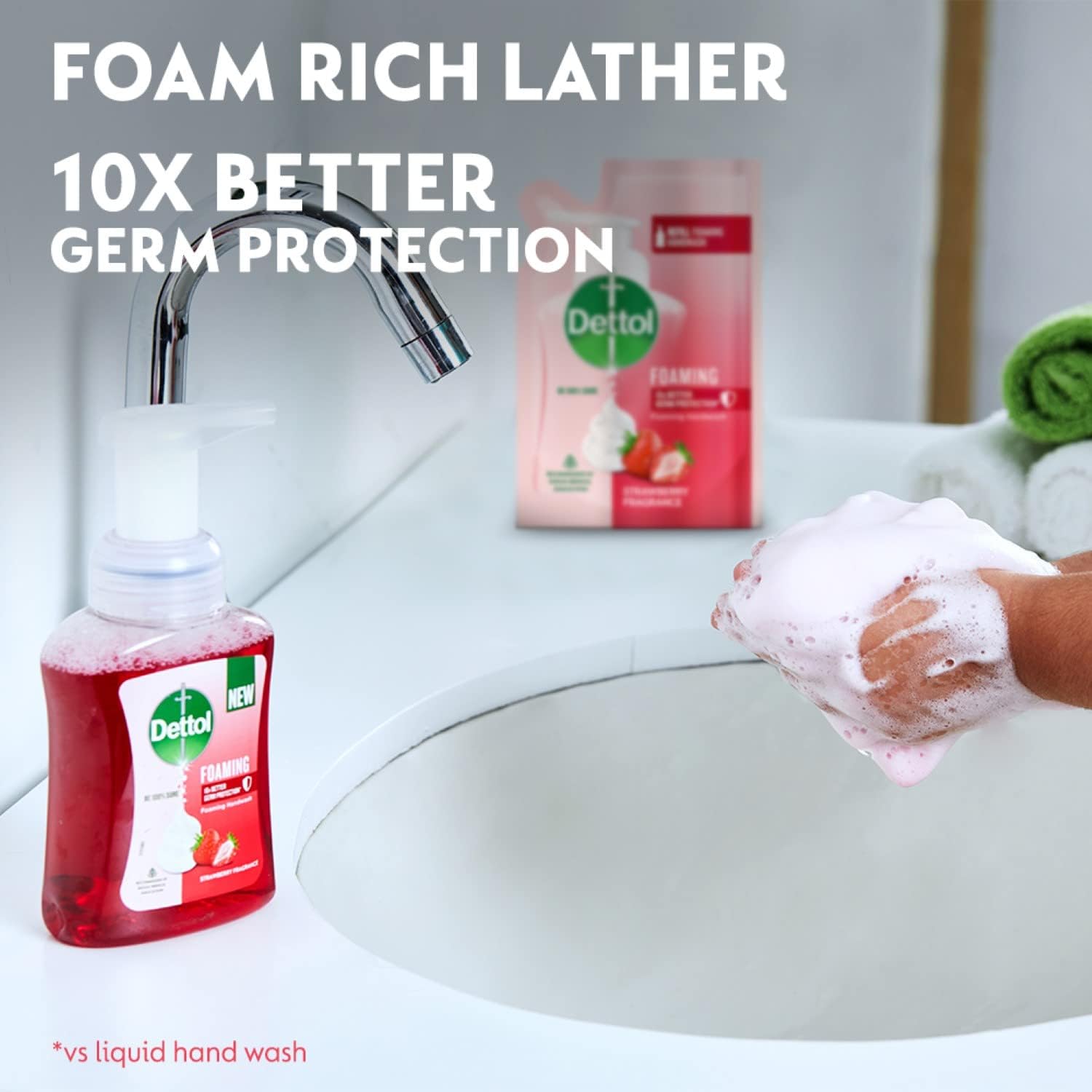 Dettol Foaming Hand Wash Refill - Strawberry Scent, 700ml (Pack of 2) | Antibacterial Rich Foam | Moisturizing & Gentle on Skin | Perfect for Home, Office & Travel Use