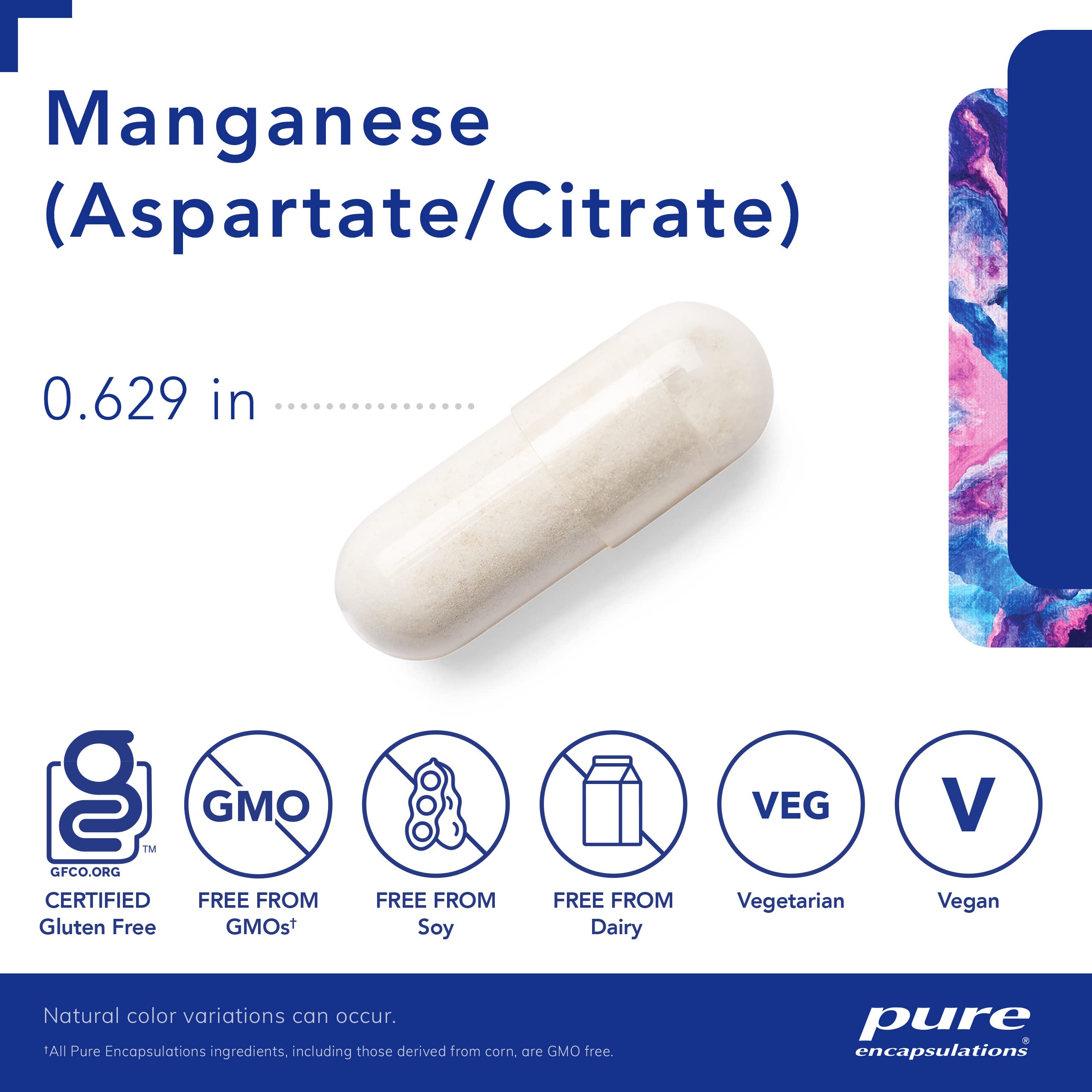 Pure Encapsulations Manganese (Aspartate/Citrate) - Hypoallergenic Trace Mineral Supplement for Bone Health & Joint Support | 60 Vegan Capsules | Supports Connective Tissue & Antioxidant Defense - Ideal for Athletes & Active Lifestyles