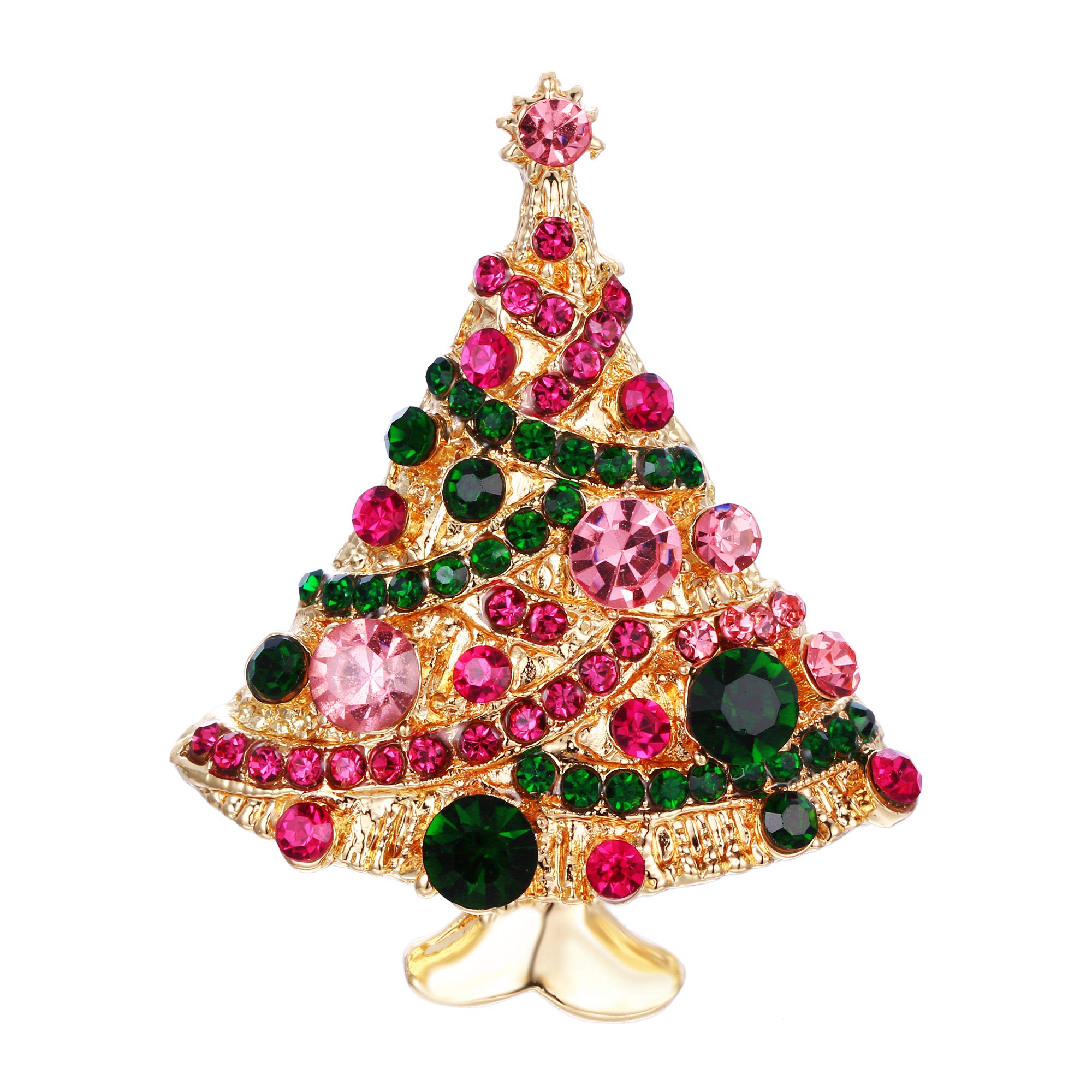 EVER FAITH Christmas Tree Brooch Pin with Austrian Crystals - Elegant Holiday Jewelry for Streamers, Party Wear & Gift Giving