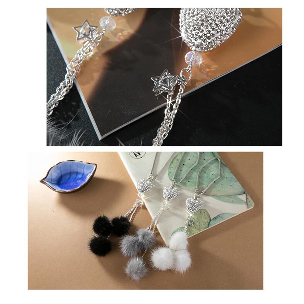 iKASUS Rhinestone Diamond Love Heart Plush Ball Car Hanging Ornament - Bling Car Accessories for Women, Lucky Rear View Mirror Charm for Car Decor | Perfect Gift for Valentine's Day, Birthday & Car Enthusiasts
