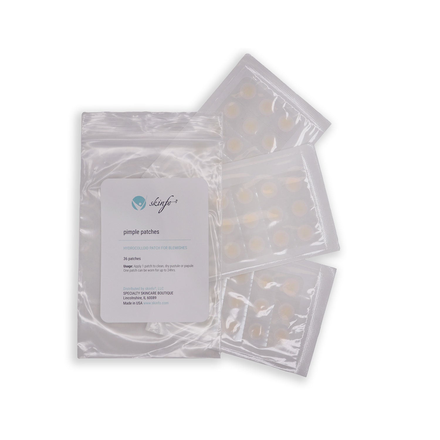 skinfo® Pimple Patches - Hydrocolloid Acne Treatment for Face & Body - Clear Blemishes Overnight - Perfect for Travel, Gym & Daily Skincare Routine