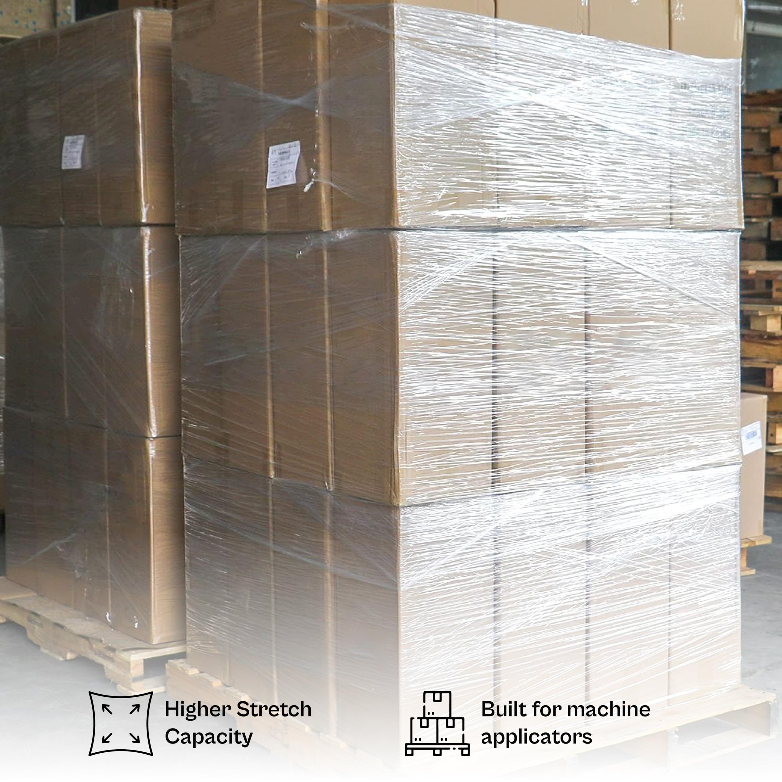 MMBM Pallet Stretch Wrap - 19.7 Inch x 8000 Feet, 60 Gauge Clear Plastic Cling Film - Heavy Duty Cast Shrink Wrap for Industrial Machine Use - Perfect for Warehouse, Shipping & Logistics Packaging