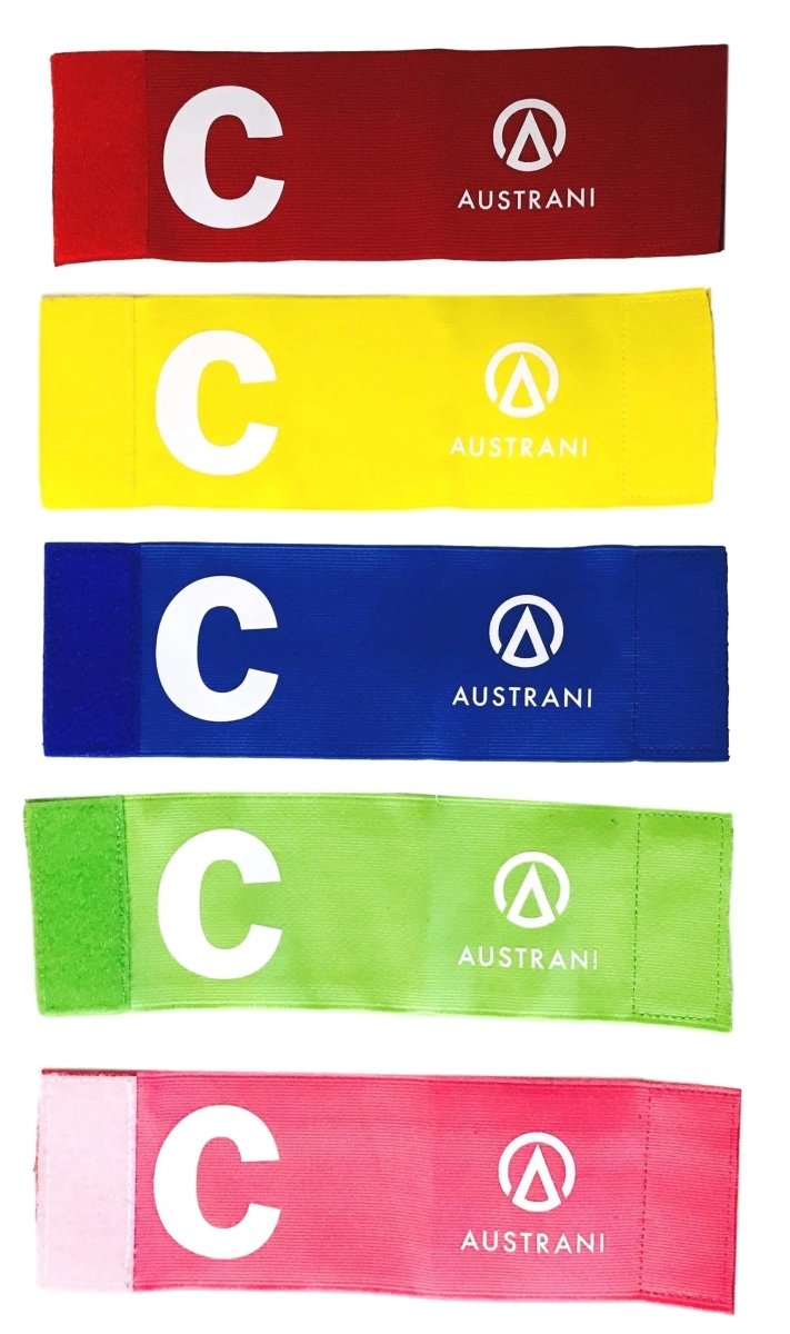 Austrani Elastic Sports Armband for Football, Soccer, Tennis - Adjustable Captain Band for Youth Players (Pack of 5) - Perfect for Team Games, Training Sessions & School Sports Events