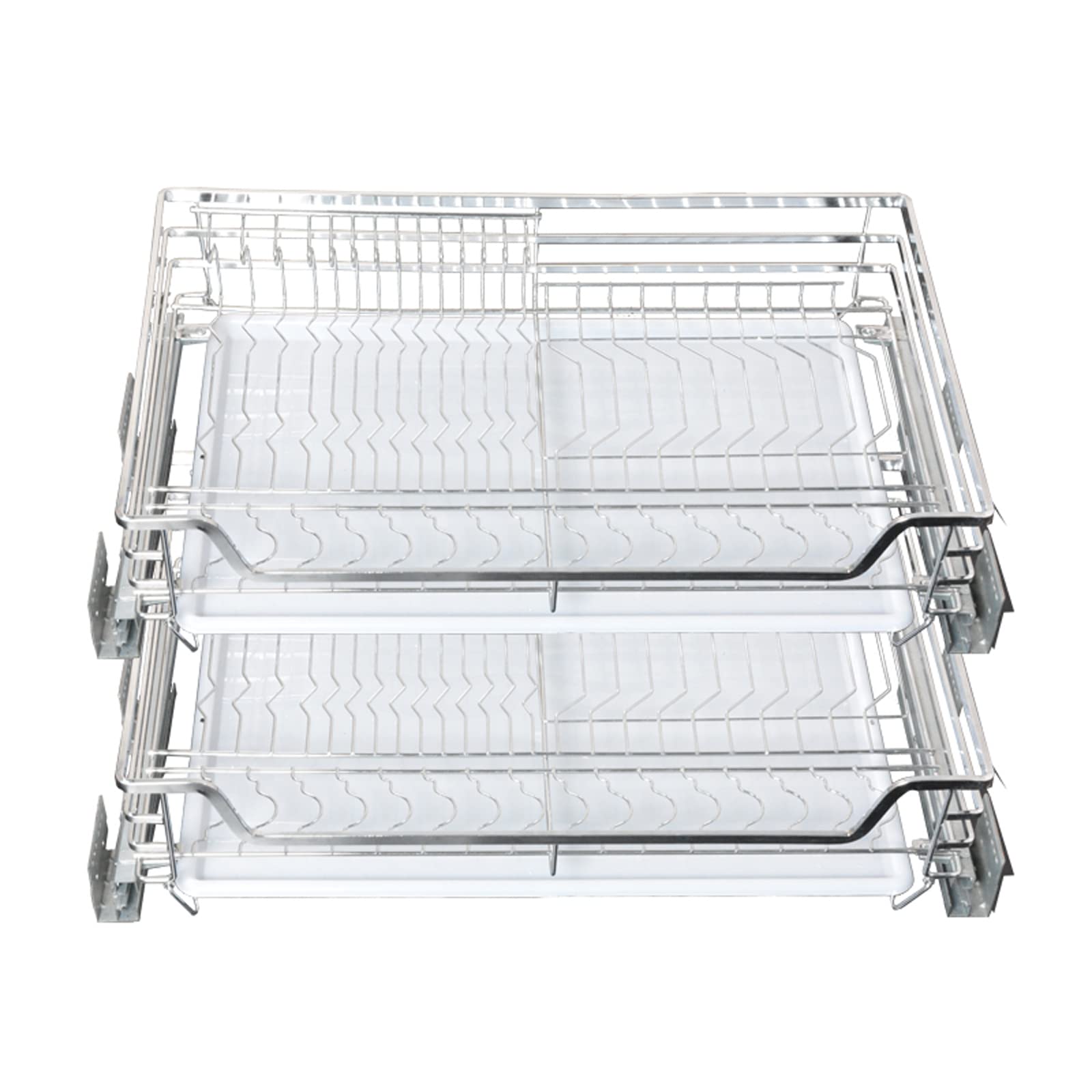 Heavy Duty Pull Out Dish Rack Organizer - Sliding Cabinet Drawer for Kitchen Base & Lower Cabinets | Wire Basket Storage Shelf | Perfect for Pantry Organization & Small Kitchen Space Saving