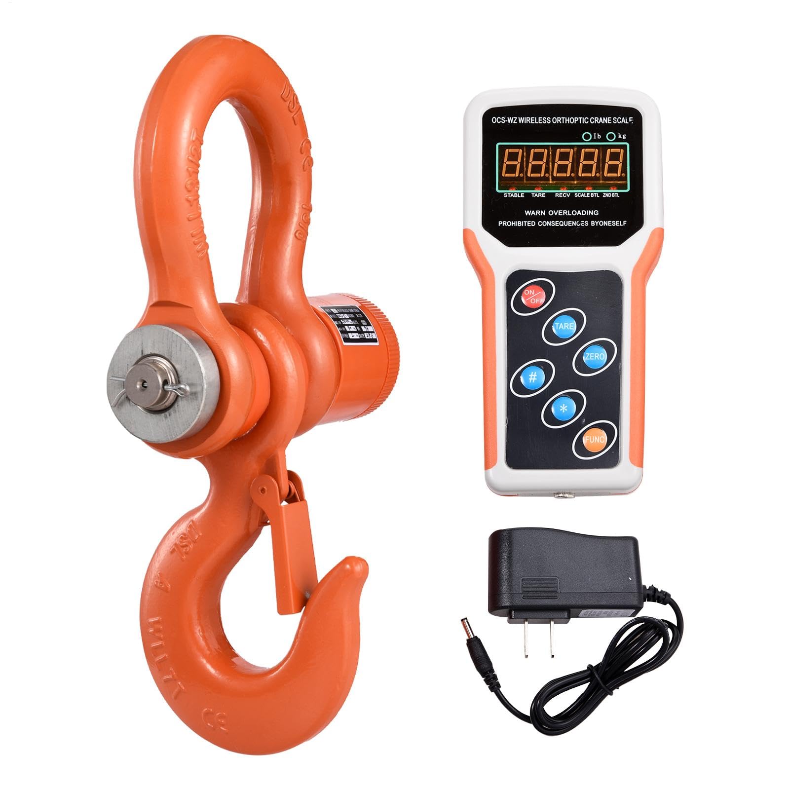 5T Wireless Crane Scale - Heavy Duty Industrial Digital Hanging Scale with Remote Control, Rechargeable Battery, Shackle & Hook - 11000lb/5000kg Capacity - Ideal for Construction, Warehousing, Shipping & Industrial Weighing