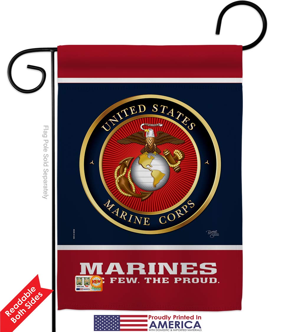 USMC Semper Fi Garden Flag Kit - Double-Sided 28x40 Inch Military House Banner - Proud Marine Corps Veteran Yard Decoration - Made in USA - Perfect for Armed Forces Day, Memorial Day & Patriotic Home Displays