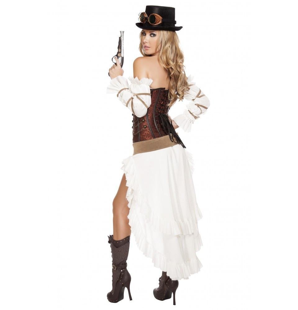 Steampunk Costume for Women - 7 Piece Sexy Roma Outfit with Corset & Accessories | Perfect for Halloween, Cosplay & Themed Parties