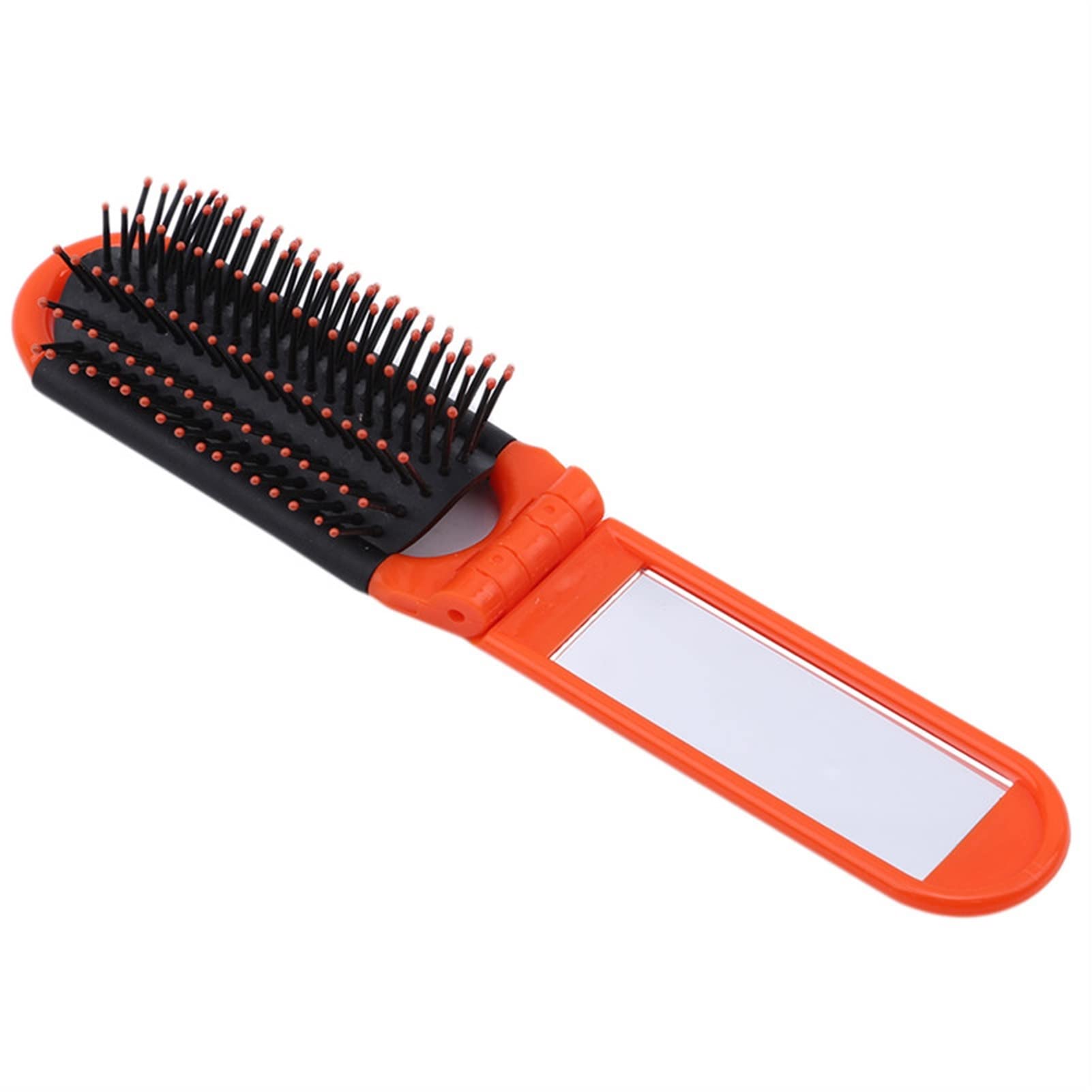 Portable Folding Hair Comb with Mirror - Travel & Purse Size (Orange) for On-the-Go Styling