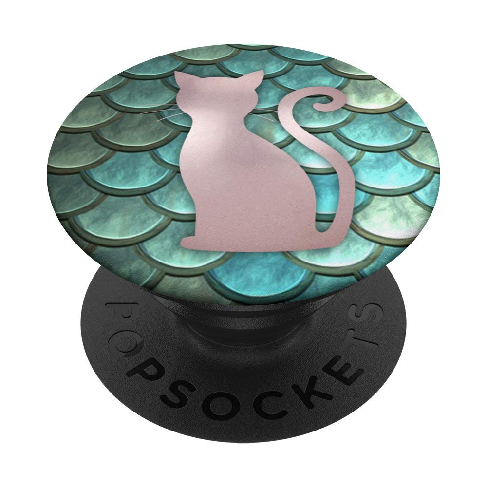 Cat Design Golden Rose Shape On Teal Mermaid Scales - Elegant Jewelry for Parties, Weddings, and Special Occasions