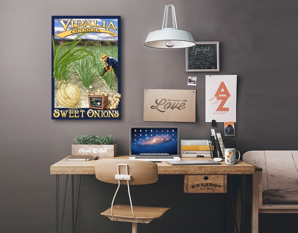 Vidalia Georgia Onion Field Wall Art - 16x24 Wrapped Canvas Print - Rustic Farmhouse Decor for Living Room, Kitchen & Office