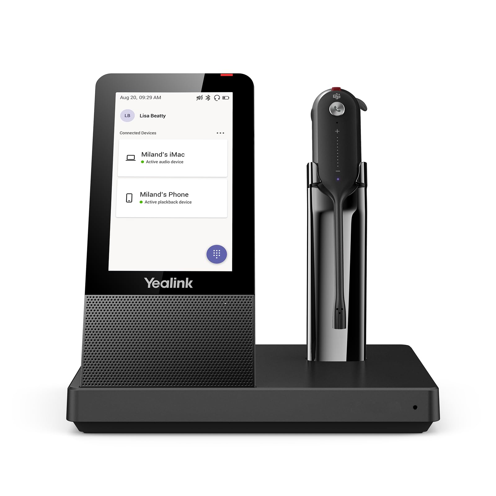 Yealink WH67 Wireless DECT Headset with Noise Cancelling Mic - Teams Certified Office Headset for Desk Phone, PC & Mobile | 394ft Range, 8H Talk Time | Perfect for Remote Work, Call Centers & Video Conferencing