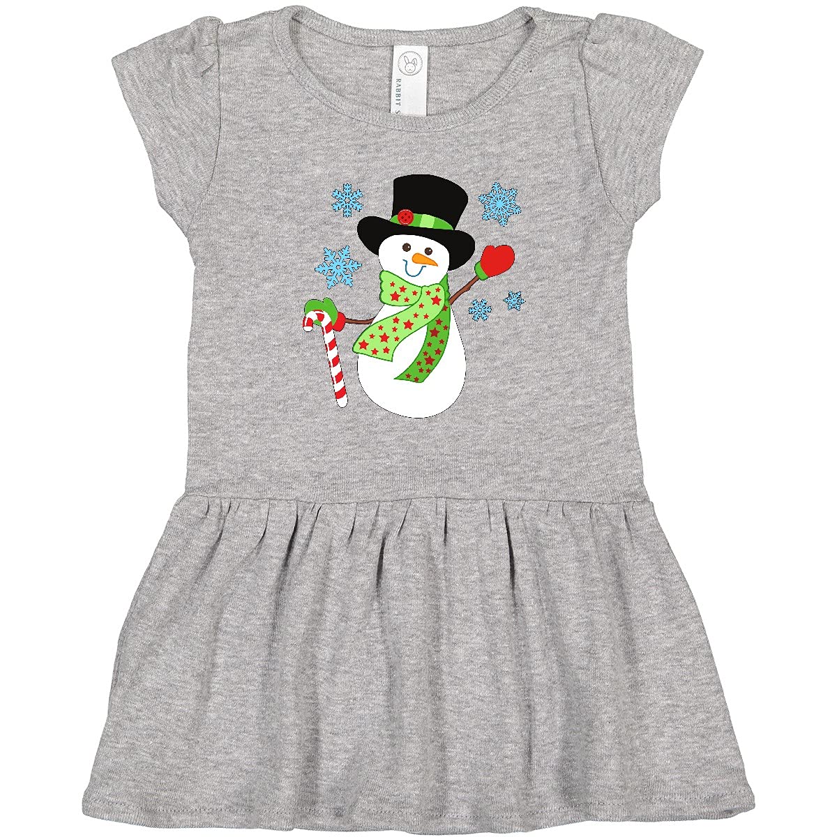 Inktastic Christmas Snowman in Top Hat with Candy Cane Toddler Dress - Festive Holiday Outfit for Baby Girls & Boys - Perfect for Christmas Photos, Parties & Family Gatherings