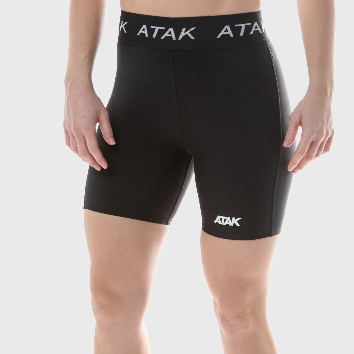 Atak Sports Women's High Waist Compression Shorts - Breathable Workout Running Yoga Shorts for Women, Black - Perfect for Gym, Fitness & Active Lifestyle