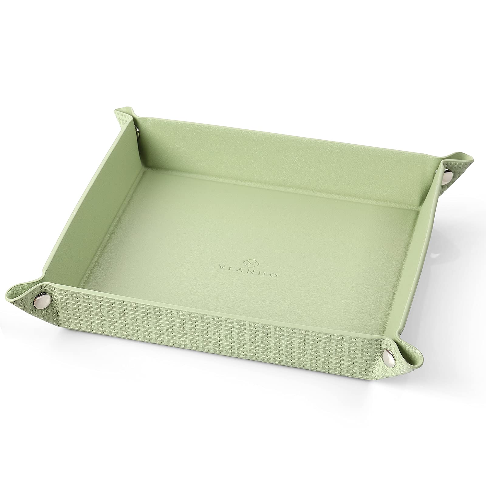 Women's PU Leather Valet Tray - Jewelry & Key Organizer for Desk, Bedside & Travel