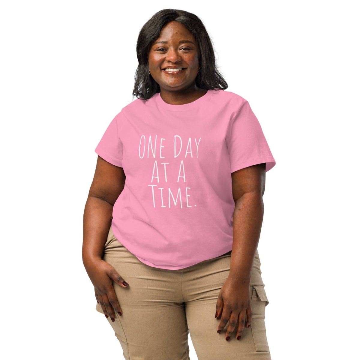 ONE DAY AT A TIME - Women's Organic Cotton Recovery T-Shirt | Comfortable & Inspirational Tee for Yoga, Meditation & Daily Wear