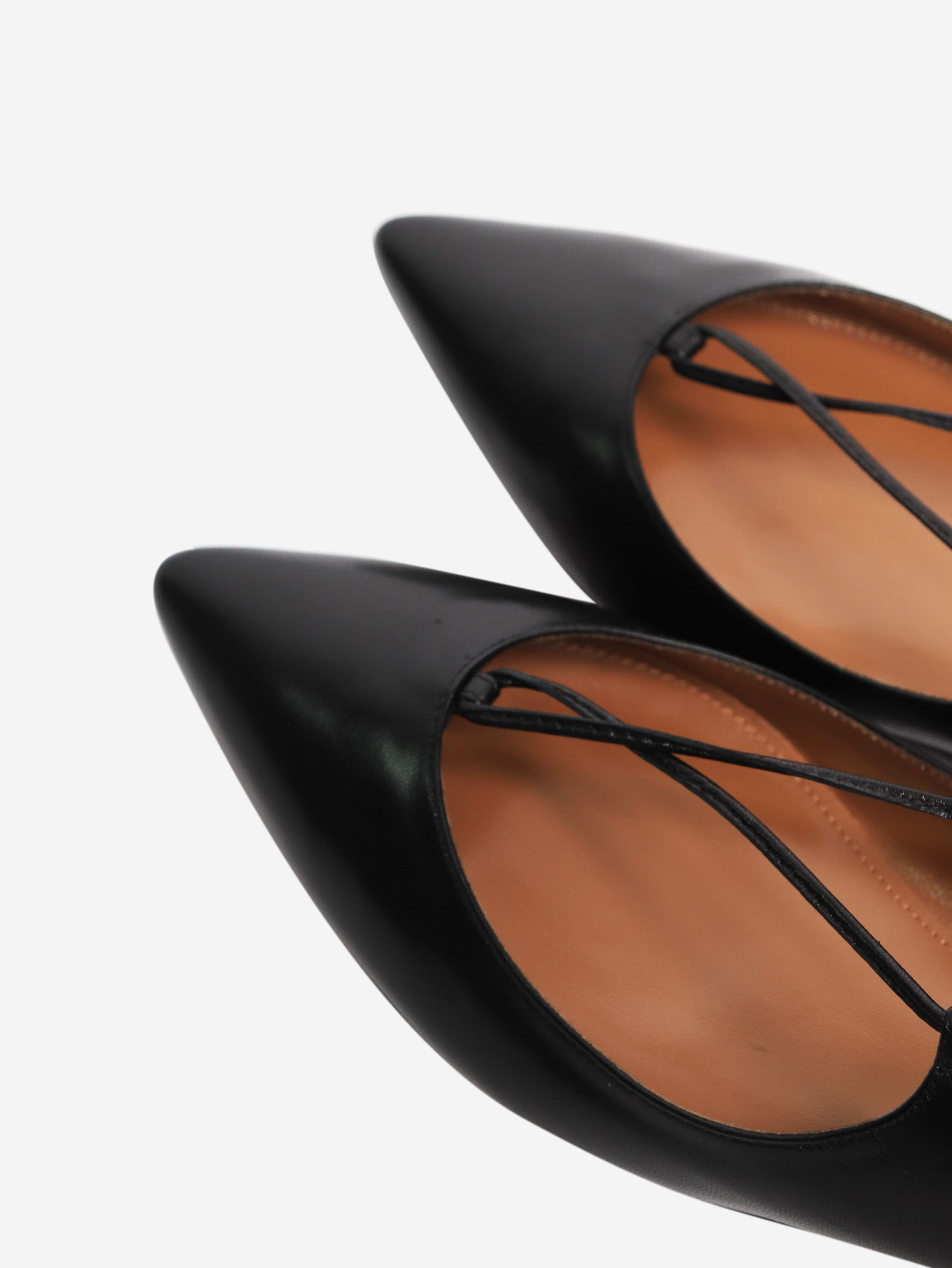 Black Leather Christy Flats Women's Size EU 37 (US 7) - Comfortable Slip-On Loafers for Office, Casual Wear & Travel