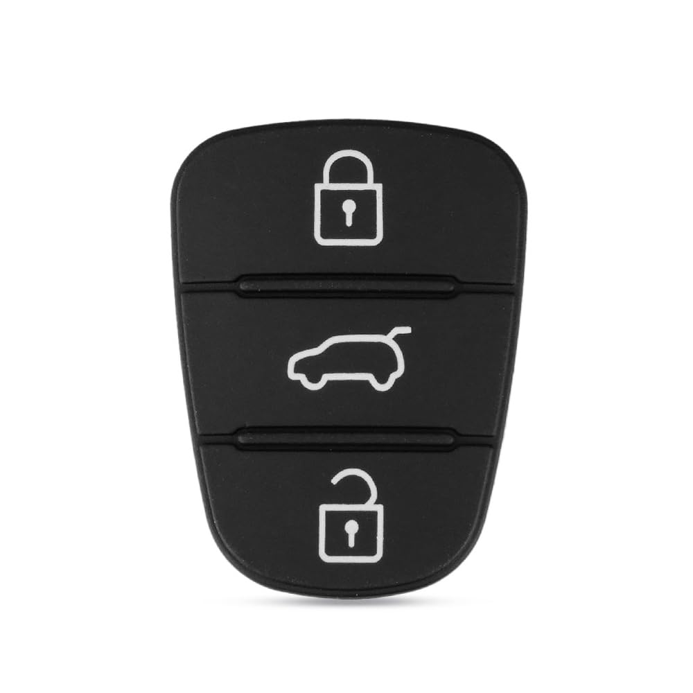 Hyundai Kia Car Key Fob Replacement - 3 Button Remote Case with Rubber Pad for Easy Key Insertion