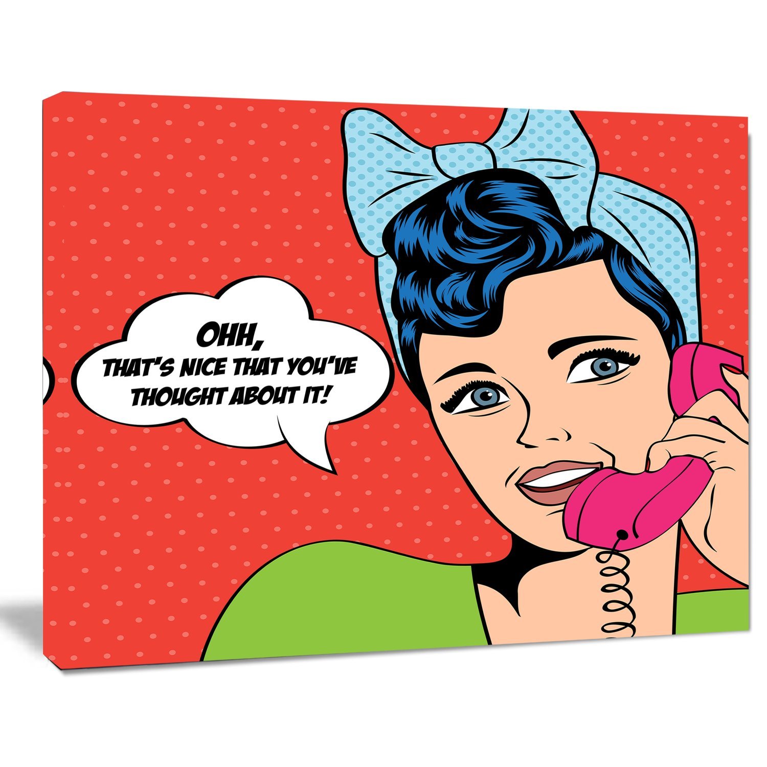 Abstract Portrait Canvas Print of Woman Talking on Phone - Modern Home & Office Wall Art Decor for Living Room, Bedroom or Workspace