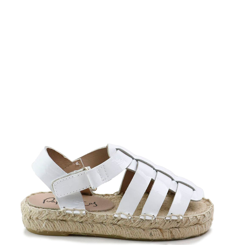 White Patent Leather Espadrille Sandals for Women - Comfortable Summer Casual Shoes for Beach, Vacation & Everyday Wear