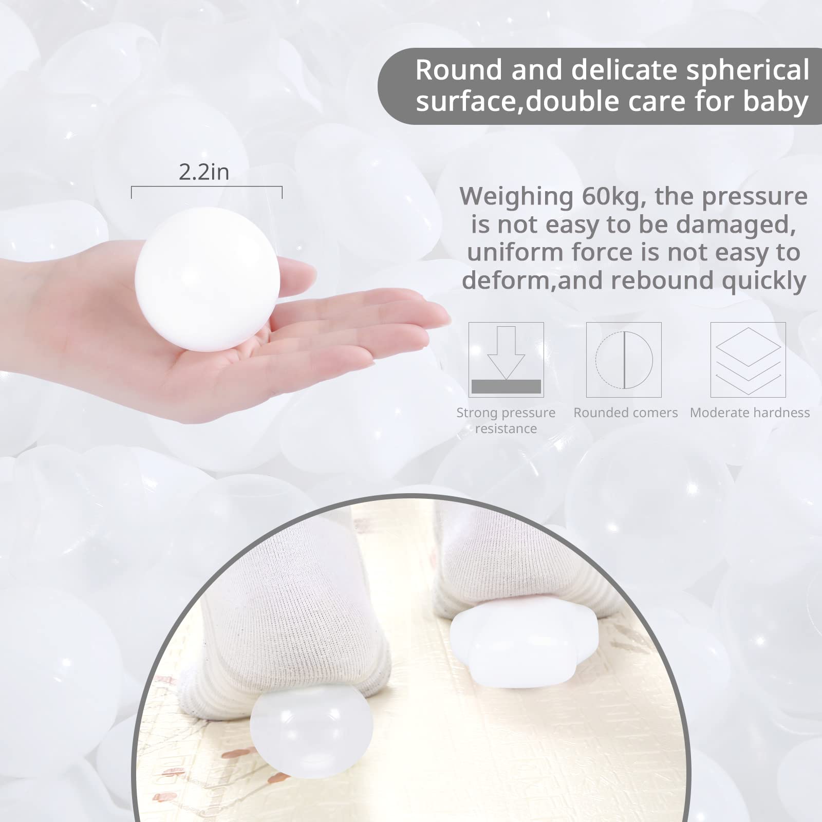 100-Piece Star Ball Pit Balls - Safe Plastic Play Balls for Kids & Toddlers - Perfect for Ball Pits, Play Tents, Kiddie Pools & Party Decorations (White & Clear) - Indoor & Outdoor Fun for Birthday Parties, Daycare Centers & Backyard Playtime
