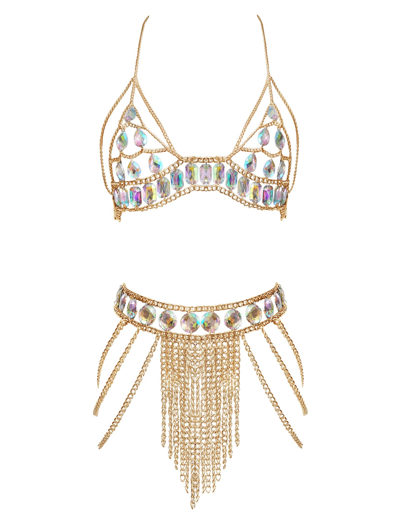 Connie Cloris Women's Sexy Body Chain Jewelry - Elegant Rhinestone Waist Chain for Clubwear, Bikini, Festival & Night Out