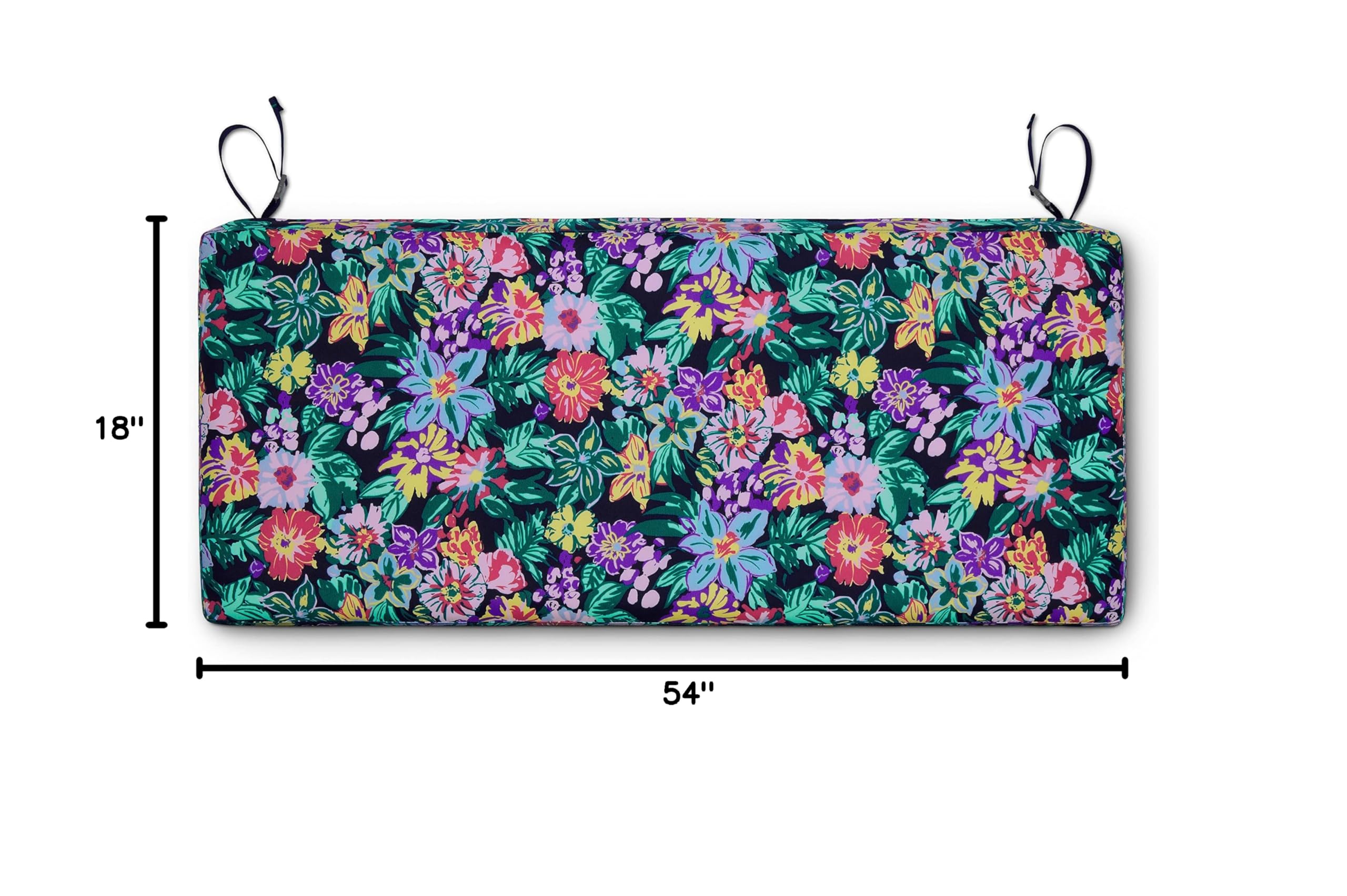 Vera Bradley Water-Resistant Patio Bench Cushion 54x18x3in - Happy Blooms for Outdoor Furniture