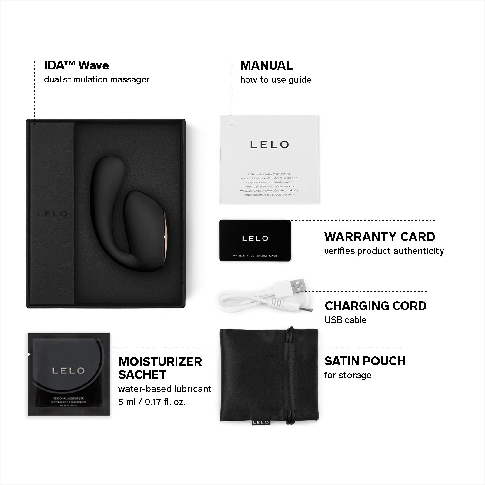 LELO IDA Wave Dual App Controlled Vibrator - 2 Powerful Motors & 10 Vibration Settings - Remote Control Couples Vibrator for Women - Black | Perfect for Long Distance Relationships & Spicing Up Intimate Moments
