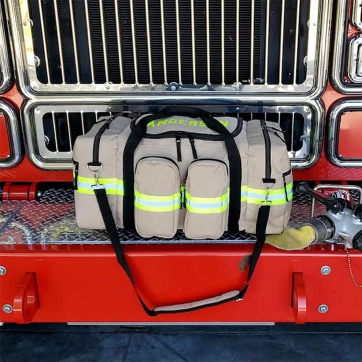 Custom Personalized Firefighter Duffel Bag with Shoulder Straps - Waterproof Large Firefighting Gear Storage Bag - Engraved Name Fire Safety Equipment Bag - Perfect Gift for Firefighters, First Responders & Emergency Crews (Ideal for Training, Work & Travel)