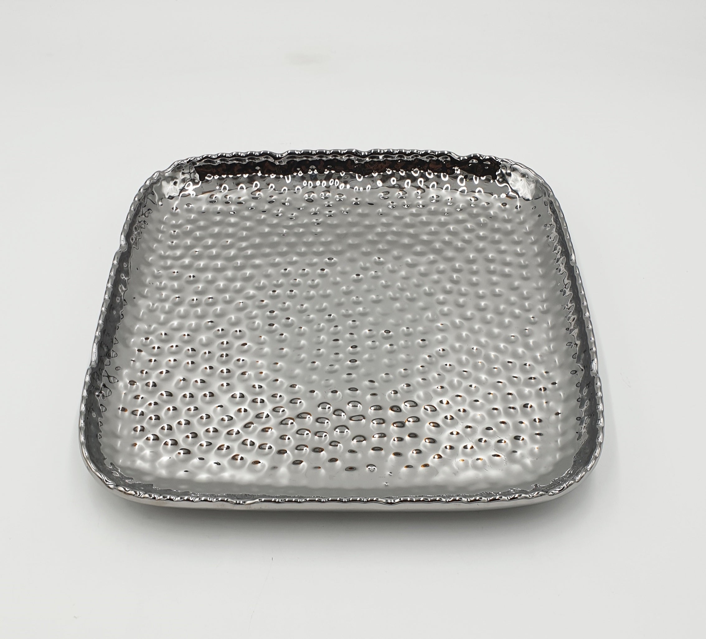 12-Piece Silver Square Platter Set - Elegant Serving Trays for Parties, Weddings & Home Decor (16/CS)