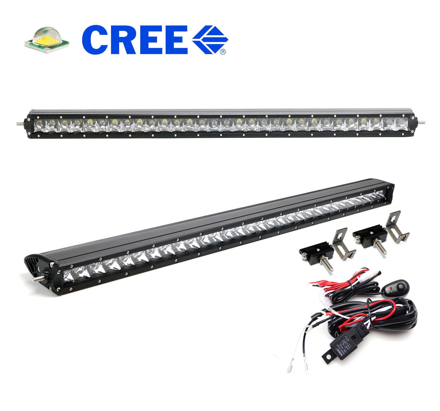 150W 30-Inch CREE LED Light Bar with Lower Bumper Bracket & Wiring Harness for 2011-2016 Ford F250 F350 Trucks - Off-Road, Fog, Work Light for Night Driving & Outdoor Adventures