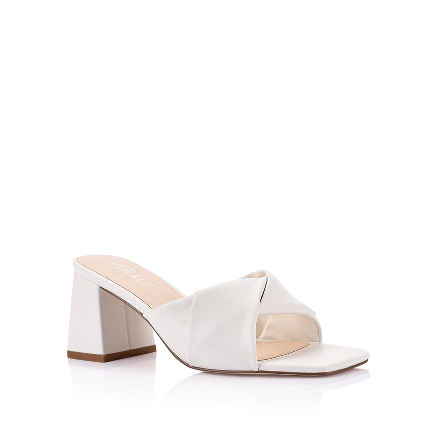 Stella Block Heel Mules - Women's Comfortable Slip-On Shoes with Smooth Chalk Finish | Perfect for Office, Date Night & Casual Outings