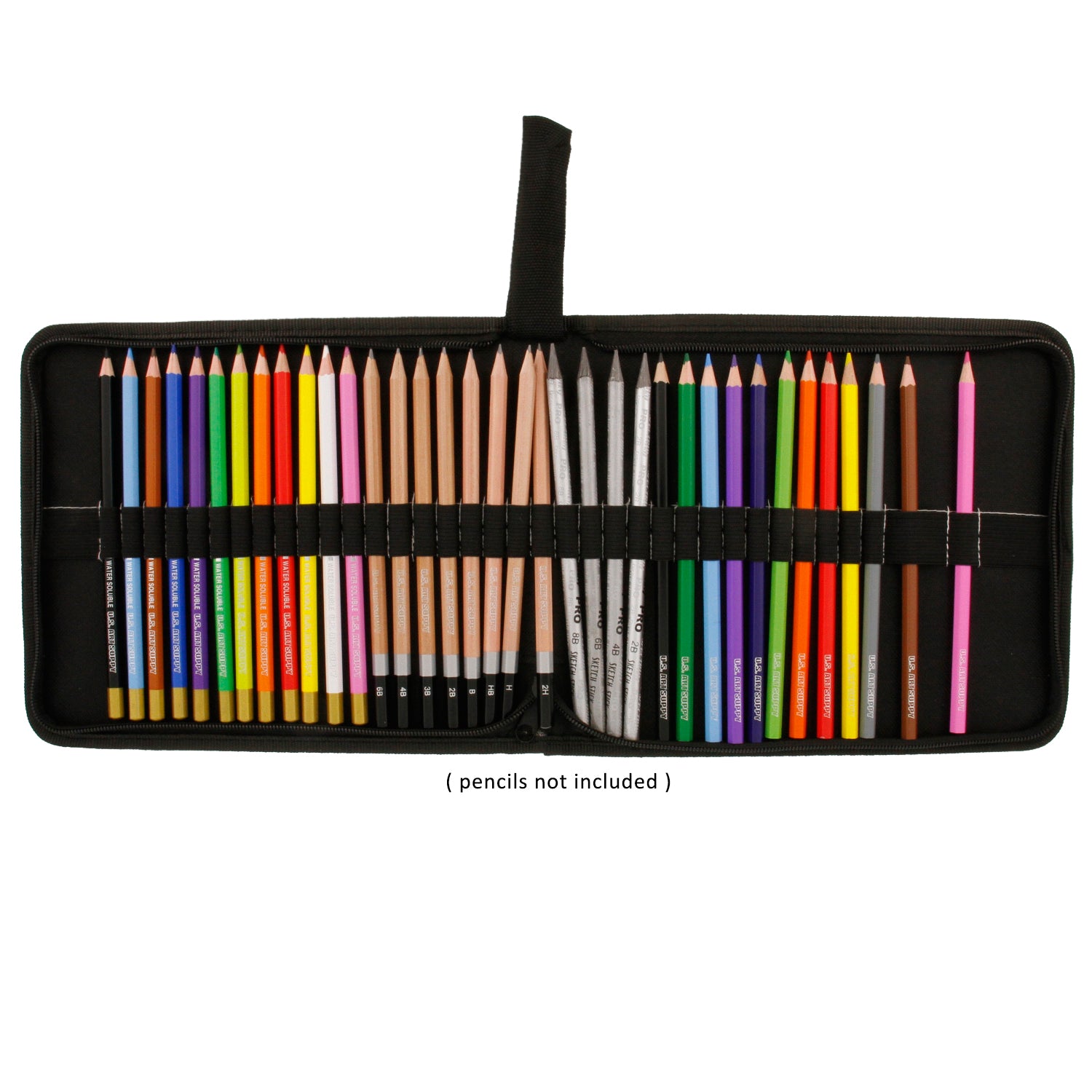 Premium Canvas Zippered Pencil Wrap Holder - 36 Pockets Portable Artist Organizer for Drawing Tools, Pens, Erasers | Lightweight Sketch Caddy for Travel, School & Studio Art Supplies Storage