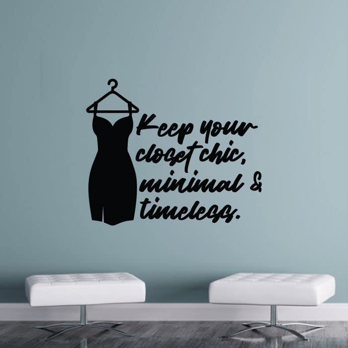 Minimalist Vinyl Wall Art Decal - Life Quotes & Stilettos Silhouette for Closet, Dressing Room & Wardrobe (22x30 Inch) - Perfect for Home Decor, Bedroom & Fashion Lover's Space
