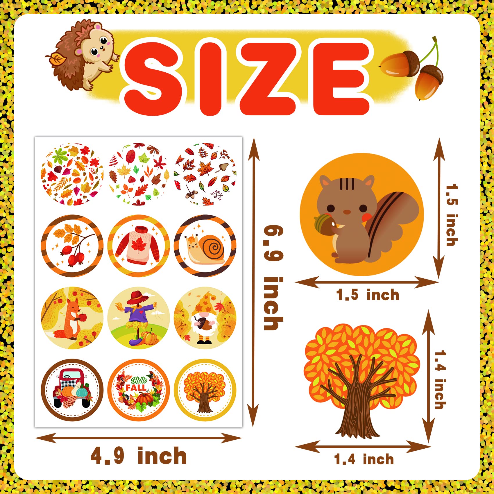 Joy Bang 476 Pcs Fall Stickers for Kids - 24 Sheets Autumn, Pumpkin, Maple Leaves & Thanksgiving Harvest Stickers | Bulk Fall Party Supplies & Favors for Classroom, Scrapbooking, DIY Crafts & Seasonal Decorations